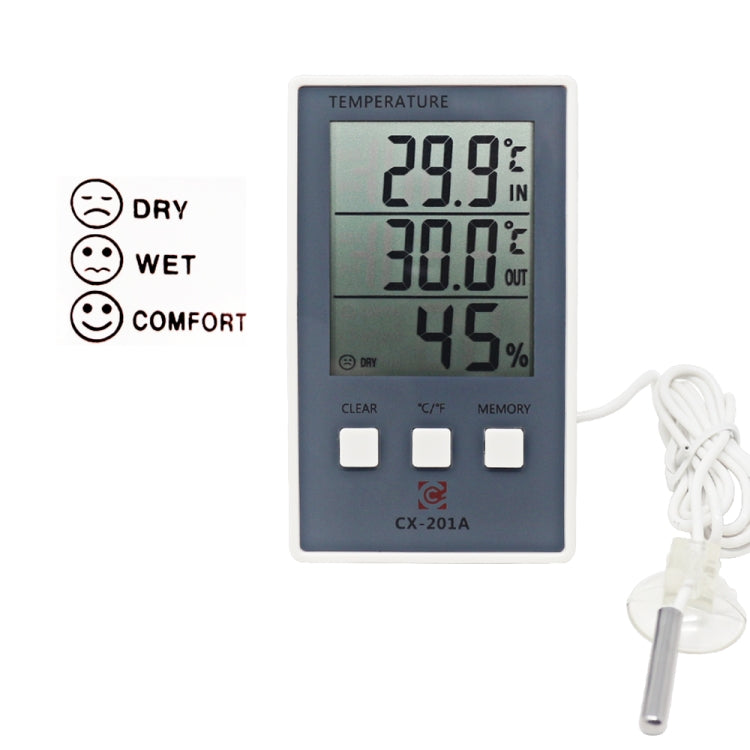 CX-201A LCD Digital Weather Station Thermometer Hygrometer Indoor Outdoor Temperature Humidity Meter with Temperature Sensor - Indoor Thermometer by PMC TechLife | Online Shopping South Africa | PMC TechLife
