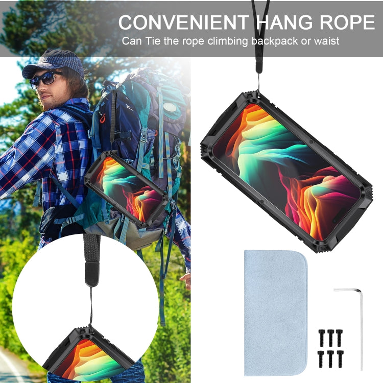 For iPhone 15 Pro Max R-JUST Shockproof Life Waterproof Dust-proof Metal + Silicone Phone Case with Holder(Black) - iPhone 15 Pro Max Cases by R-JUST | Online Shopping South Africa | PMC TechLife | Buy Now Pay Later Mobicred