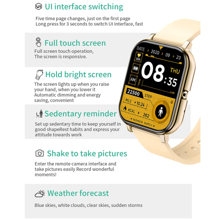 H10 1.69 inch Screen Bluetooth Call Smart Watch, Support Heart Rate/Blood Pressure/Sleep Monitoring, Color: Gold Net+Silicone - Smart Wear by PMC TechLife | Online Shopping South Africa | PMC TechLife