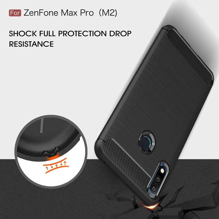 Brushed Texture Carbon Fiber Shockproof TPU Case for ASUS Zenfone Max Pro(M2) (Navy Blue) - ASUS Cases by PMC Jewellery | Online Shopping South Africa | PMC Jewellery | Buy Now Pay Later Mobicred