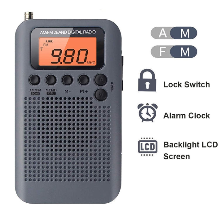 HRD-104 Mini Portable FM + AM Two Band Radio with Loudspeaker(Grey) - Radio Player by PMC Jewellery | Online Shopping South Africa | PMC Jewellery
