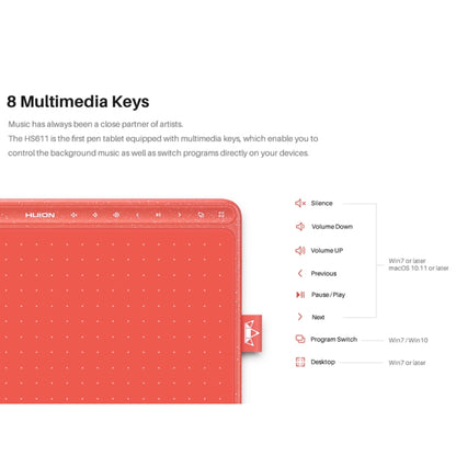 HUION HS611 5080 LPI Touch Strip Art Drawing Tablet for Fun, with Battery-free Pen & Pen Holder (Grey) -  by HUION | Online Shopping South Africa | PMC Jewellery | Buy Now Pay Later Mobicred