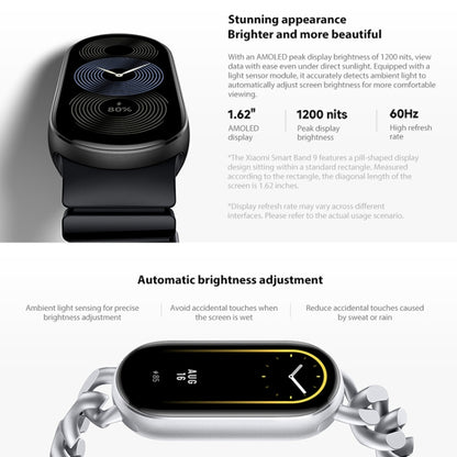 Original Xiaomi Smart Band 9 Global 1.62 inch AMOLED Screen 5ATM Waterproof Smart Watch, Support Blood Oxygen / Heart Rate Monitor (Silver) - Wearable Devices by Xiaomi | Online Shopping South Africa | PMC Jewellery | Buy Now Pay Later Mobicred