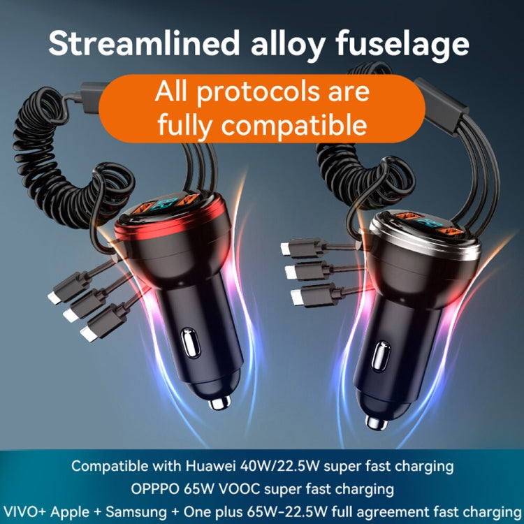BW15 110W 3 in 1 Charging Cable & Dual USB Port Car Charger (Red) - free shipping - PMC TechLife - Order now!