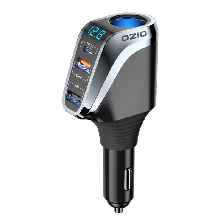 Ozio DY48TC 188W Type-C + USB Dual Port Multi-function Car Charger with Cigarette Lighter (Silver) - Car Charger by ozio | Online Shopping South Africa | PMC Jewellery | Buy Now Pay Later Mobicred