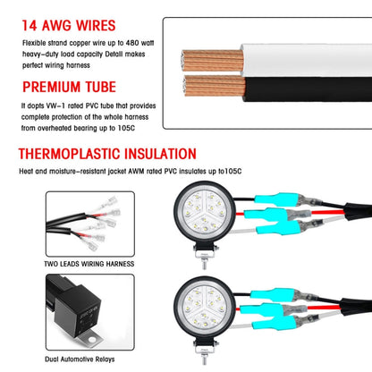 H0006 Off-road Vehicle 480W 2 in 1 Waterproof Switch Light Wiring Harness - Wires by PMC Jewellery | Online Shopping South Africa | PMC Jewellery | Buy Now Pay Later Mobicred