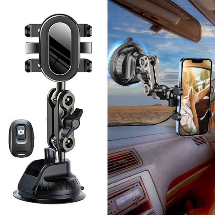 Car Universal Overhead Camera Suction Cup Phone Holder, Short Style with Bluetooth Remote Control - Car Holders by PMC TechLife | Online Shopping South Africa | PMC TechLife | Buy Now Pay Later Mobicred