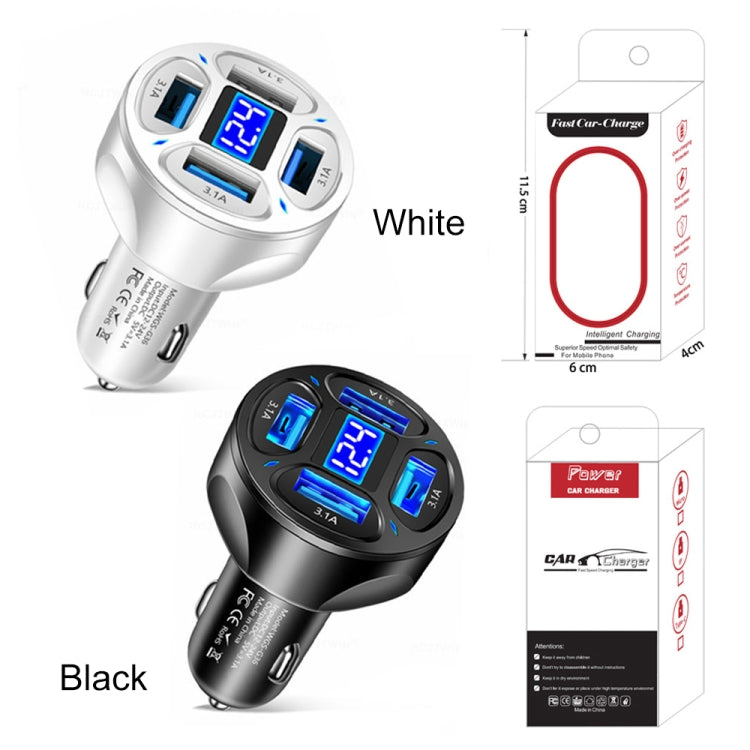 WGS-G36 3.1A 4 in 1 Digital Display Car Charger with Voltmeter (Black) - Car Charger by PMC TechLife | Online Shopping South Africa | PMC TechLife | Buy Now Pay Later Mobicred
