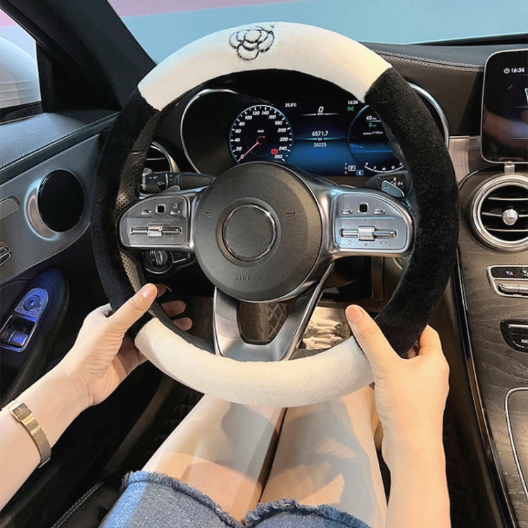D Style Car Universal Camellia Pattern Plush Warm Anti-skid Steering Wheel Cover, Diameter: 38cm - Steering Wheel Accessories by PMC TechLife | Online Shopping South Africa | PMC TechLife | Buy Now Pay Later Mobicred