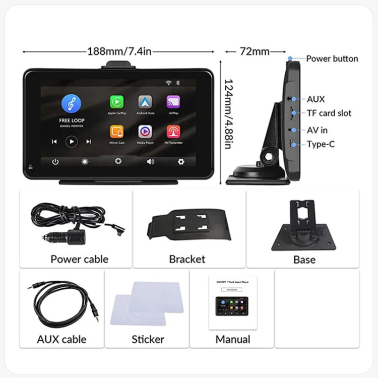 P703S 7 inch Wireless CarPlay Car Navigator Smart Driving Recorder - Car DVRs by PMC TechLife | Online Shopping South Africa | PMC TechLife | Buy Now Pay Later Mobicred