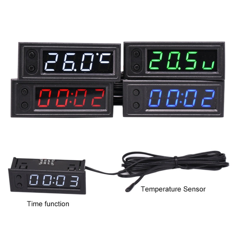 3 in 1 DC5-50V Car High-precision Electronic LED Luminous Clock + Thermometer + Voltmeter (Red) - Clocks & Car Meters by PMC Jewellery | Online Shopping South Africa | PMC Jewellery | Buy Now Pay Later Mobicred