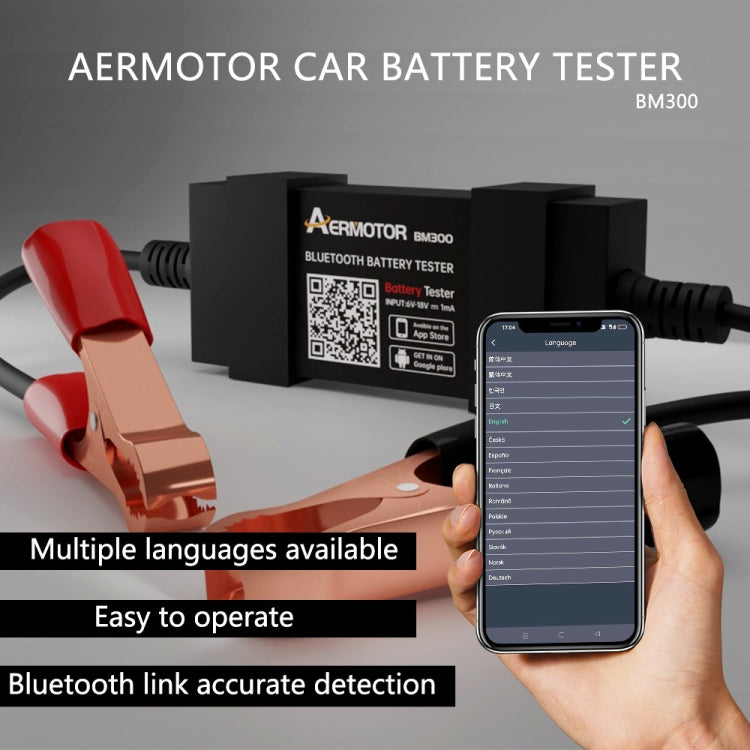 AERMOTOR BM300 Bluetooth 12V Car Battery Tester Battery Analyzer - Electronic Test by PMC TechLife | Online Shopping South Africa | PMC TechLife | Buy Now Pay Later Mobicred