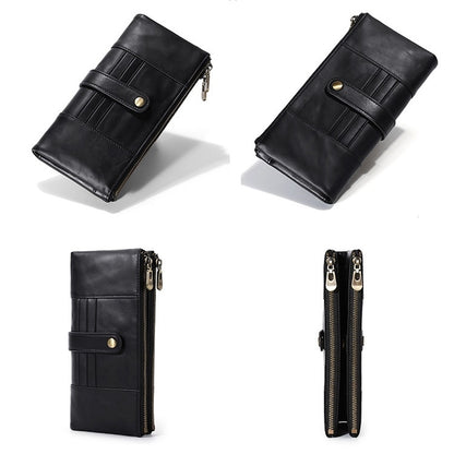 TP-198 Long Hand Leather Wallet Antimagnetic RFID Dual Zipper Wallet(Black) - Antimagnetic RFID Package by PMC Jewellery | Online Shopping South Africa | PMC Jewellery | Buy Now Pay Later Mobicred