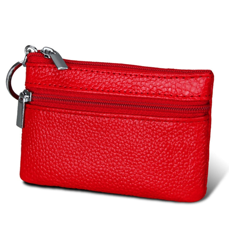 Cowhide Leather Zipper Solid Color Horizontal Card Holder Wallet RFID Blocking Coin Purse Card Bag Protect Case, Size: 11.4*7.4cm(Red) - Antimagnetic RFID Package by PMC Jewellery | Online Shopping South Africa | PMC Jewellery | Buy Now Pay Later Mobicred