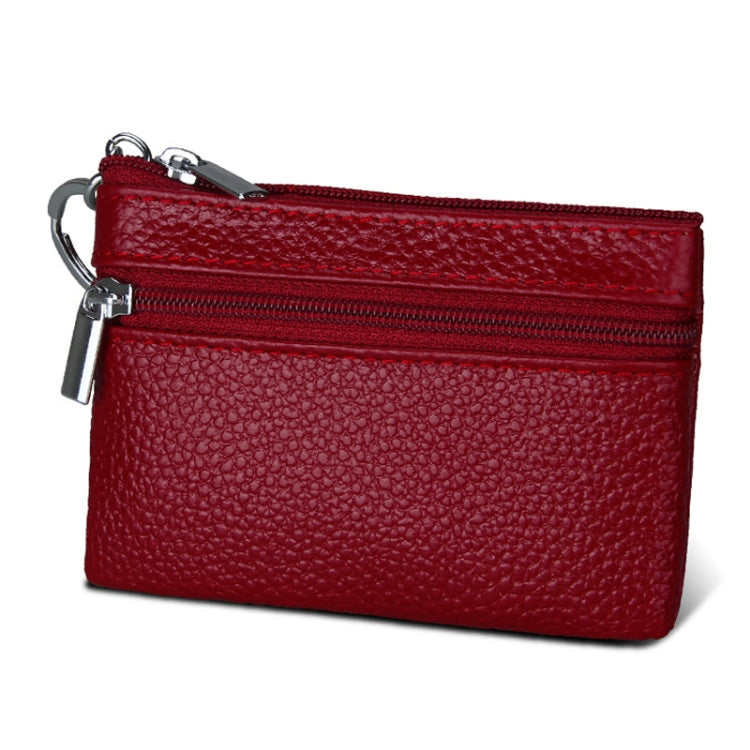 Cowhide Leather Zipper Solid Color Horizontal Card Holder Wallet RFID Blocking Coin Purse Card Bag Protect Case, Size: 11.4*7.4cm(Wine Red) - Antimagnetic RFID Package by PMC Jewellery | Online Shopping South Africa | PMC Jewellery | Buy Now Pay Later Mobicred