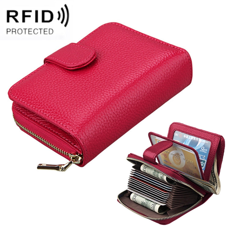 KB132 Female Style Full Grain Cow Leather Multifunctional RFID Wallet/ Card Bag/ Driving License Package(Magenta) - Wallets by PMC Jewellery | Online Shopping South Africa | PMC Jewellery | Buy Now Pay Later Mobicred