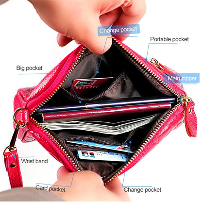 2026 Multifunctional Litchi Texture Women Large Capacity Hand Wallet Shell bag with Card Slots(Rose Red) - Wallets by PMC Jewellery | Online Shopping South Africa | PMC Jewellery | Buy Now Pay Later Mobicred