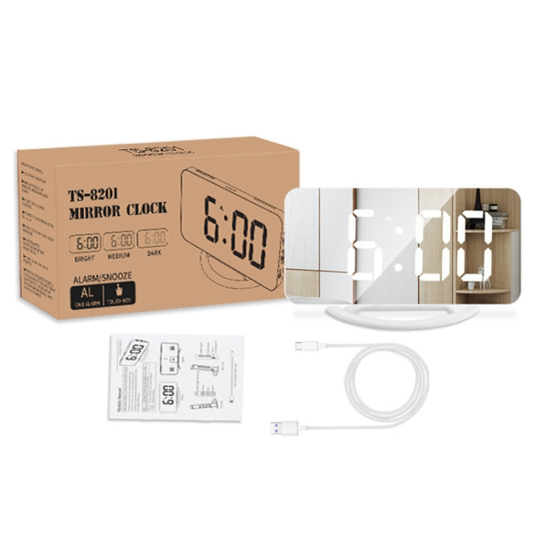 TS-8201-W Multifunctional LED Makeup Mirror Desk Clock Automatic Photosensitive Electronic Alarm (White) - Alarm Clocks by PMc TechLife | Online Shopping South Africa | PMc TechLife | Buy Now Pay Later Mobicred