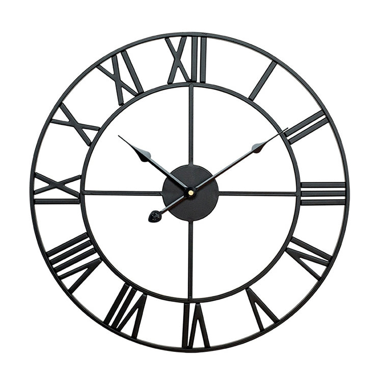 40cm Retro Living Room Iron Round Roman Numeral Mute Decorative Wall Clock (Black) - Wall Clock by PMc TechLife | Online Shopping South Africa | PMc TechLife | Buy Now Pay Later Mobicred