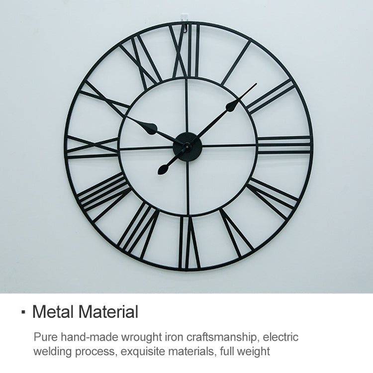 40cm Retro Living Room Iron Round Roman Numeral Mute Decorative Wall Clock (Black) - Wall Clock by PMc TechLife | Online Shopping South Africa | PMc TechLife | Buy Now Pay Later Mobicred