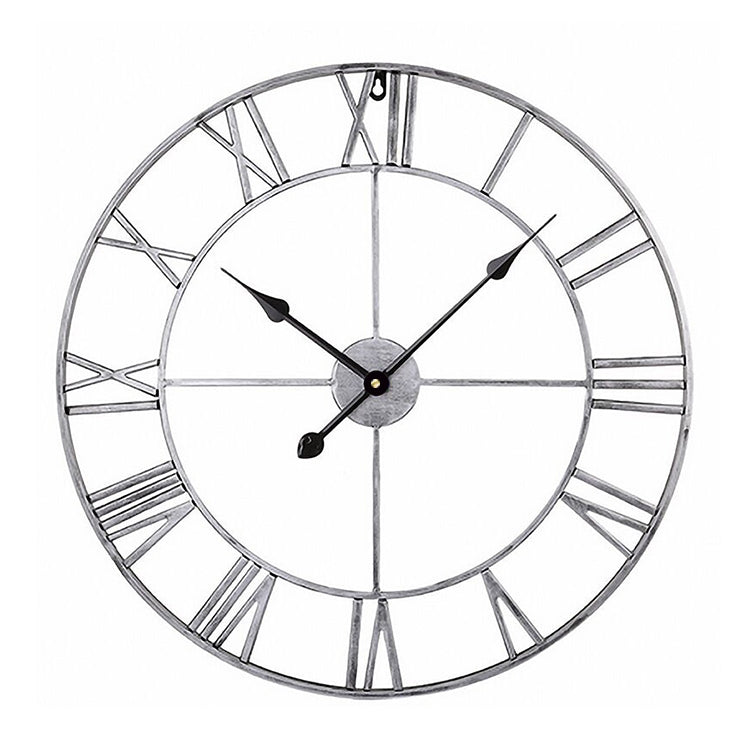 40cm Retro Living Room Iron Round Roman Numeral Mute Decorative Wall Clock (Silver) - Wall Clock by PMc TechLife | Online Shopping South Africa | PMc TechLife | Buy Now Pay Later Mobicred