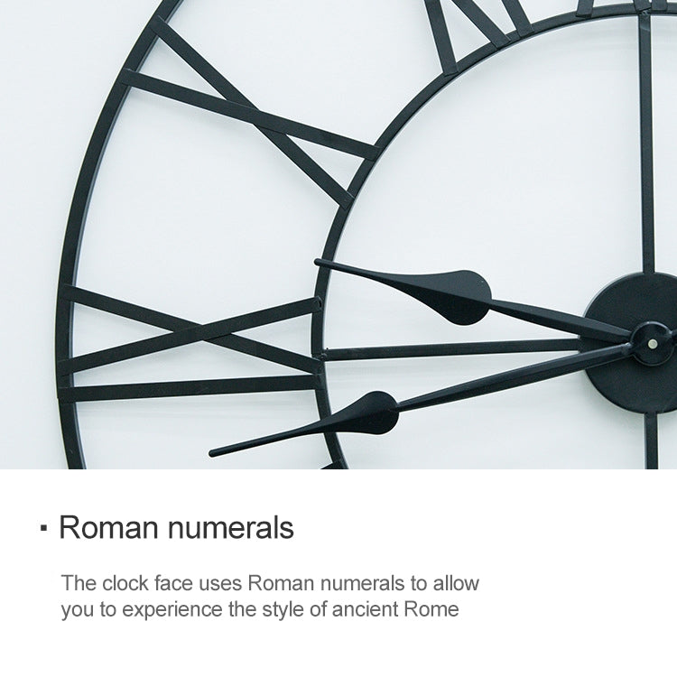 60cm Retro Living Room Iron Round Roman Numeral Mute Decorative Wall Clock (Black) - free shipping - PMc TechLife - Order now!