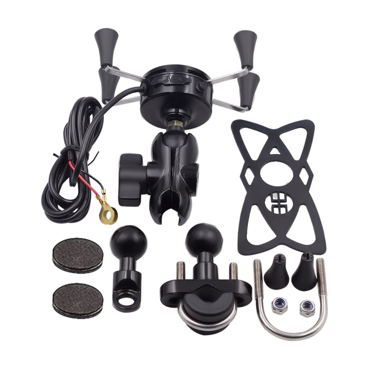 Motorcycle X Shape Aluminum Alloy Phone Bracket 5V 2.1A Phone Charger - Battery Charger by PMC TechLife | Online Shopping South Africa | PMC TechLife | Buy Now Pay Later Mobicred
