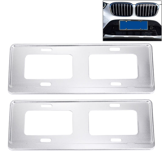 2 PCS Car License Plate Magnesium Alloy Bracket Frame Holder Stand Mount(Silver) - License Plate Covers & Frames by PMC Jewellery | Online Shopping South Africa | PMC Jewellery | Buy Now Pay Later Mobicred