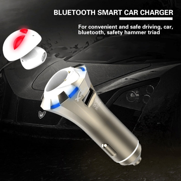 A8 3 in 1 Bluetooth Earphone & Safety Hammer & Car Charger, Support Hands-free Call & USB Quick Charger Function - Bluetooth Car Kits by PMC TechLife | Online Shopping South Africa | PMC TechLife | Buy Now Pay Later Mobicred