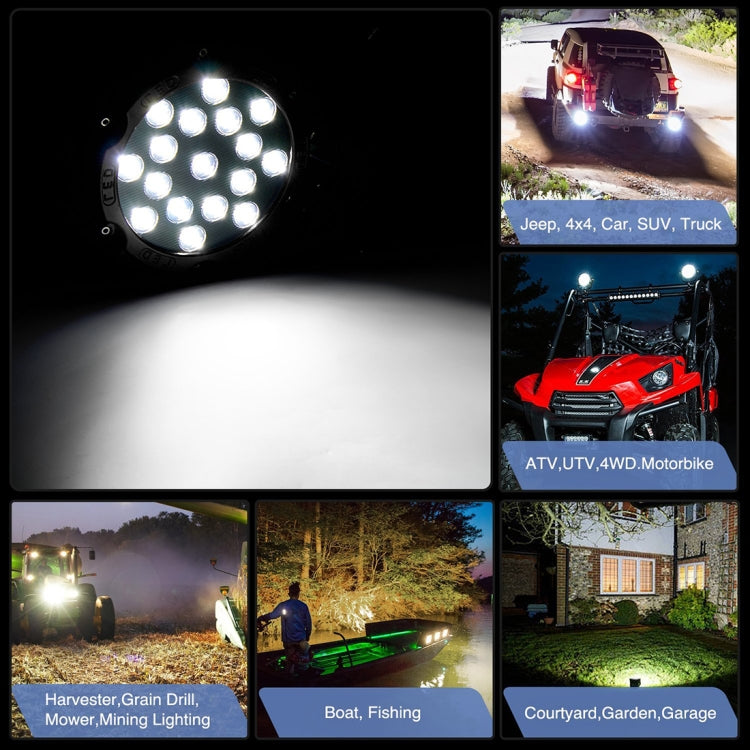 2 PCS 51W 3500LM 6500K White Light 17 LED Waterproof Car Boat Marine Work Lights Spotlight LED Bulbs, 30 Degrees Adjustable, DC 10-30V(Red) - Work Lights by PMC Jewellery | Online Shopping South Africa | PMC Jewellery | Buy Now Pay Later Mobicred