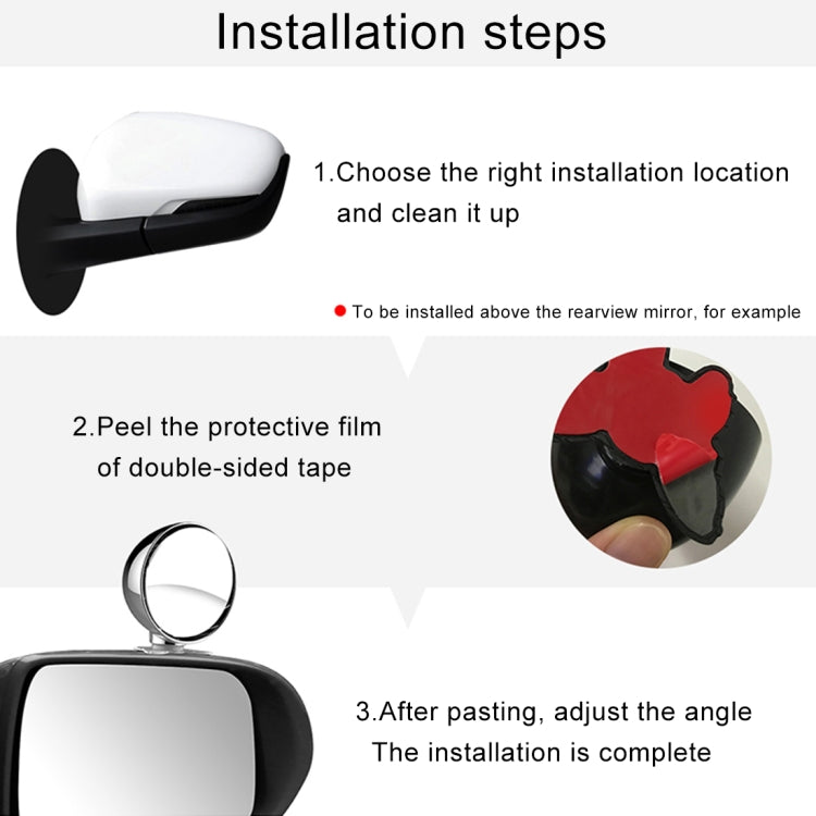 3R-044 Auxiliary Rear View Mirror Car Adjustable Blind Spot Mirror Wide Angle Auxiliary Rear View Side Mirror(Black) - Interior Mirrors by 3R | Online Shopping South Africa | PMC TechLife | Buy Now Pay Later Mobicred