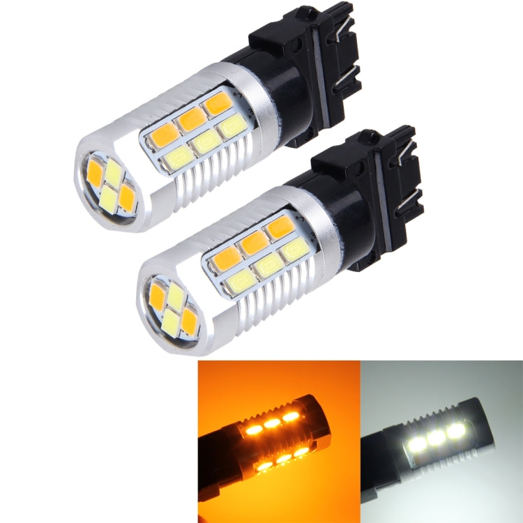 2 PCS T25-3157 6W 22 SMD-5730-LEDs White + Yellow Light Brake Light Turn Light, DC 12V - Brake Lights by PMC Jewellery | Online Shopping South Africa | PMC Jewellery | Buy Now Pay Later Mobicred