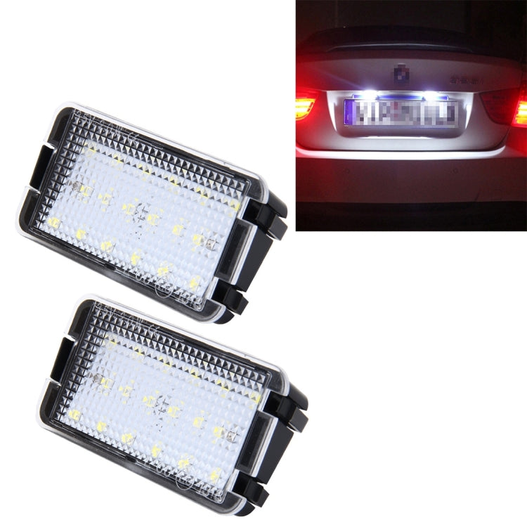 2 PCS LED License Plate Light with 18  SMD-3528 Lamps for Seat,2W 120LM,6000K, DC12V(White Light) - License Plate Lights by PMC Jewellery | Online Shopping South Africa | PMC Jewellery | Buy Now Pay Later Mobicred