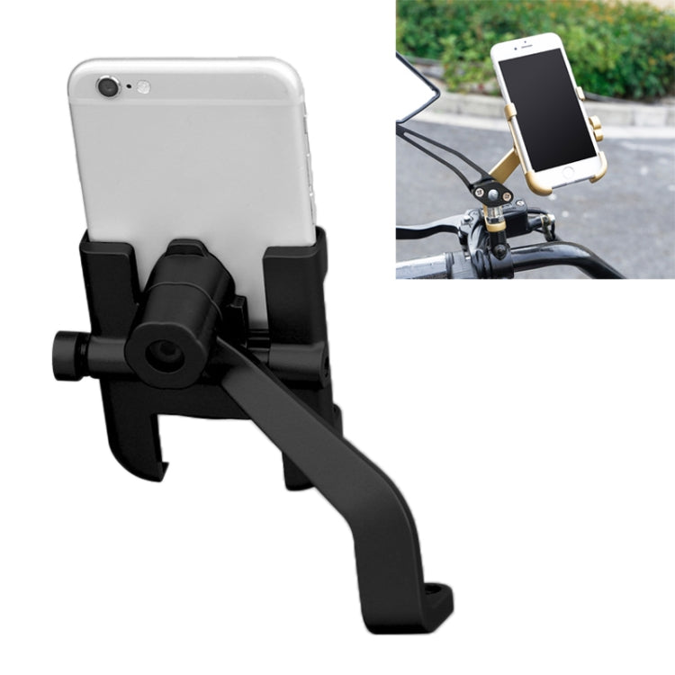 Motorcycle Rear View Mirror Aluminum Alloy Phone Bracket, Suitable for 60-100mm Device(Black) - Holder by PMC TechLife | Online Shopping South Africa | PMC TechLife | Buy Now Pay Later Mobicred