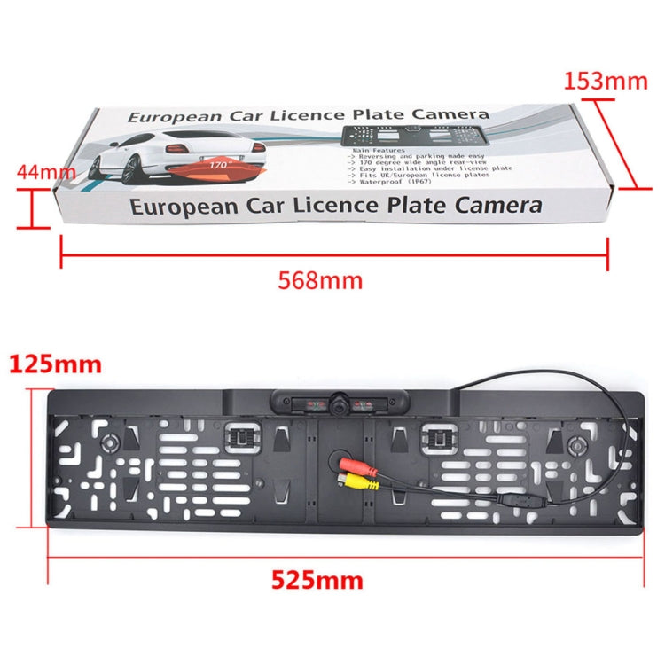 PZ-424 Europe Car License Plate Frame 170 Degree Rear View Camera - Rear View Cameras by PMC TechLife | Online Shopping South Africa | PMC TechLife | Buy Now Pay Later Mobicred