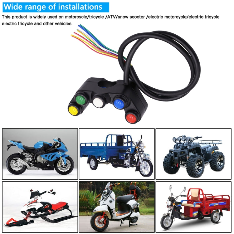 Motorcycle Headlight Auxiliary Light Horn Switches Aluminum Alloy Five-position Faucet Switches with Light - Electrical System by PMC Jewellery | Online Shopping South Africa | PMC Jewellery