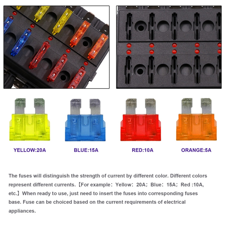 1 in 12 Out Fuse Box PC Terminal Block Fuse Holder Kits with LED Warning Indicator for Auto Car Truck Boat - Fuse by PMC Jewellery | Online Shopping South Africa | PMC Jewellery