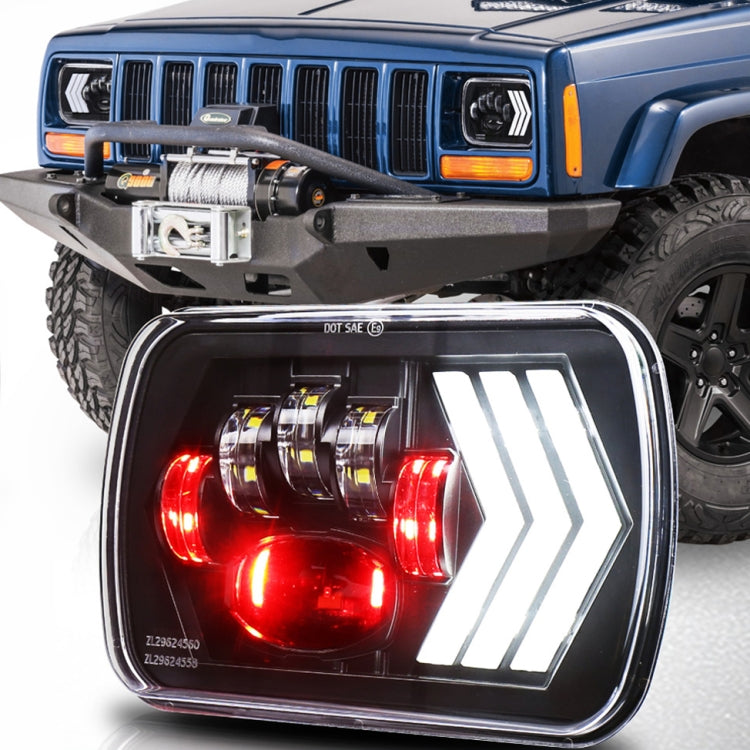 2 PCS 5X7 inch Car Modified Red Background LED Square Headlamp for Jeep Wrangler - Work Lights by PMC Jewellery | Online Shopping South Africa | PMC Jewellery | Buy Now Pay Later Mobicred