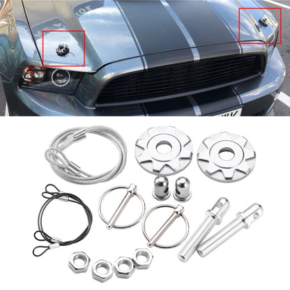 XH-6041 Car Universal Modified Aluminum Alloy Engine Hood Lock Cover(Silver) - Locks & Hasps by PMC Jewellery | Online Shopping South Africa | PMC Jewellery | Buy Now Pay Later Mobicred