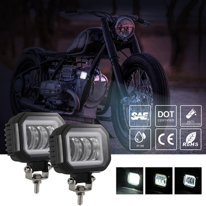 2 PCS Car 4 inch Square Spotlight Work Light with Angel Eyes (White Light) - Work Lights by PMC Jewellery | Online Shopping South Africa | PMC Jewellery | Buy Now Pay Later Mobicred