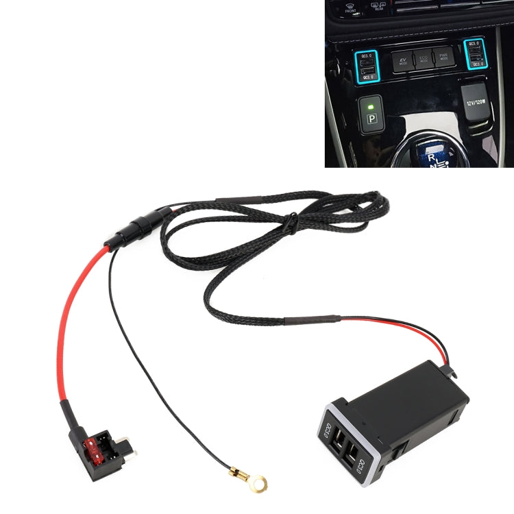 Car QC3.0 Fast Charge USB Interface Modification Charger for Toyota, Fuse to Take Power(Ice Blue Light) - DIY Modified Charger by PMC TechLife | Online Shopping South Africa | PMC TechLife | Buy Now Pay Later Mobicred
