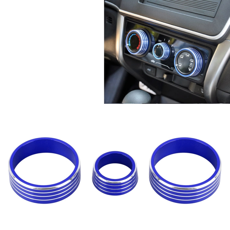 3 PCS Car Aluminum Alloy Air Conditioner Knob Case for Honda VEZEL / XR-V / Fit / GIENIA / City(Blue) - Decoration Rings by PMC Jewellery | Online Shopping South Africa | PMC Jewellery | Buy Now Pay Later Mobicred