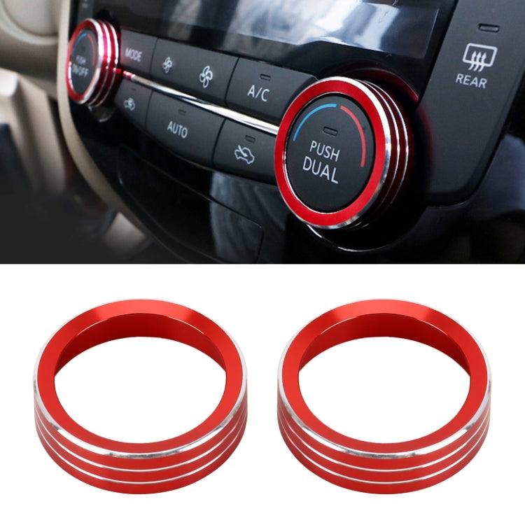 2 PCS Car Metal Air Conditioner Knob Case for Nissan X-TRAIL (Red) - Decoration Rings by PMC Jewellery | Online Shopping South Africa | PMC Jewellery | Buy Now Pay Later Mobicred