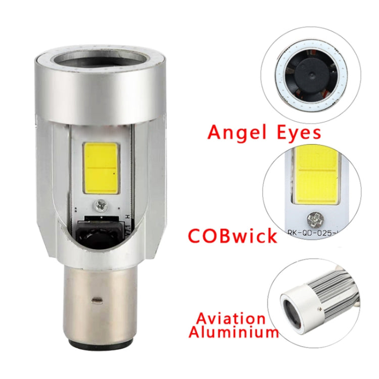 BA20D DC12-80V / 20W / 6000K / 2000LM Motorcycle Headlight with Angel Eyes (Red) - Headlights by PMC Jewellery | Online Shopping South Africa | PMC Jewellery | Buy Now Pay Later Mobicred