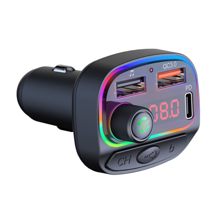 C14 Multifunctional Car Dual QC3.0+PD18W USB Charger Bluetooth FM Transmitter with Atmosphere Light - Bluetooth Car Kits by PMC TechLife | Online Shopping South Africa | PMC TechLife | Buy Now Pay Later Mobicred
