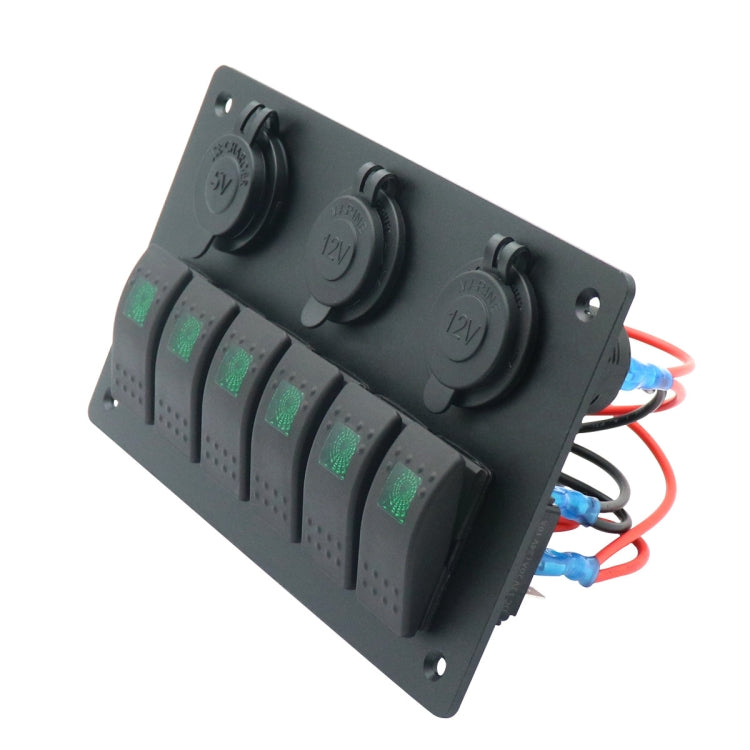 Multi-functional Combination Switch Panel 12V / 24V 6 Way Switches + Dual USB Charger for Car RV Marine Boat (Red Light) - Car Switches by PMC TechLife | Online Shopping South Africa | PMC TechLife | Buy Now Pay Later Mobicred