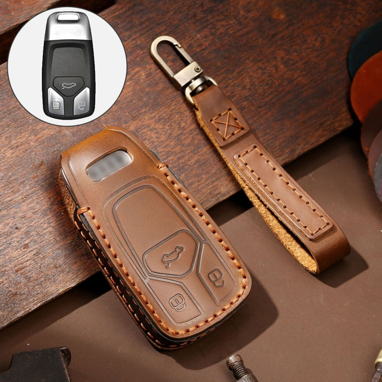 Hallmo Car Cowhide Leather Key Protective Cover Key Case for Audi A6L / A8L / A4 / A7 / A5 A Style(Brown) - free shipping - PMC TechLife - Order now!