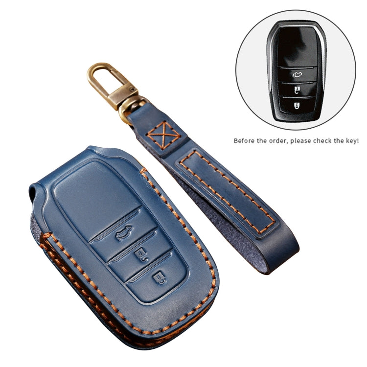 Hallmo Car Cowhide Leather Key Protective Cover Key Case for Toyota Corolla 2017 3-button(Black) - Car Key Cases by Hallmo | Online Shopping South Africa | PMC TechLife | Buy Now Pay Later Mobicred