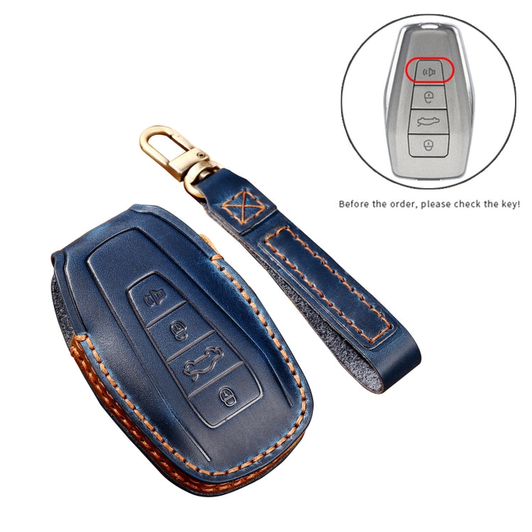 Hallmo Car Cowhide Leather Key Protective Cover Key Case for Geely Emgrand C Style(Black) - Car Key Cases by Hallmo | Online Shopping South Africa | PMC TechLife | Buy Now Pay Later Mobicred