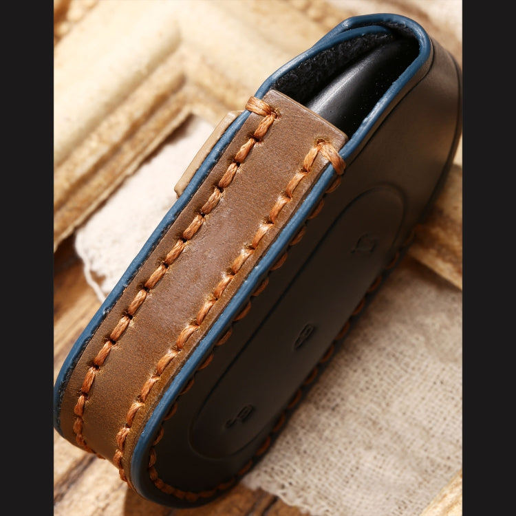 Hallmo Car Cowhide Leather Key Protective Cover Key Case for LEADING IDEAL One(Black) - Car Key Cases by Hallmo | Online Shopping South Africa | PMC TechLife | Buy Now Pay Later Mobicred